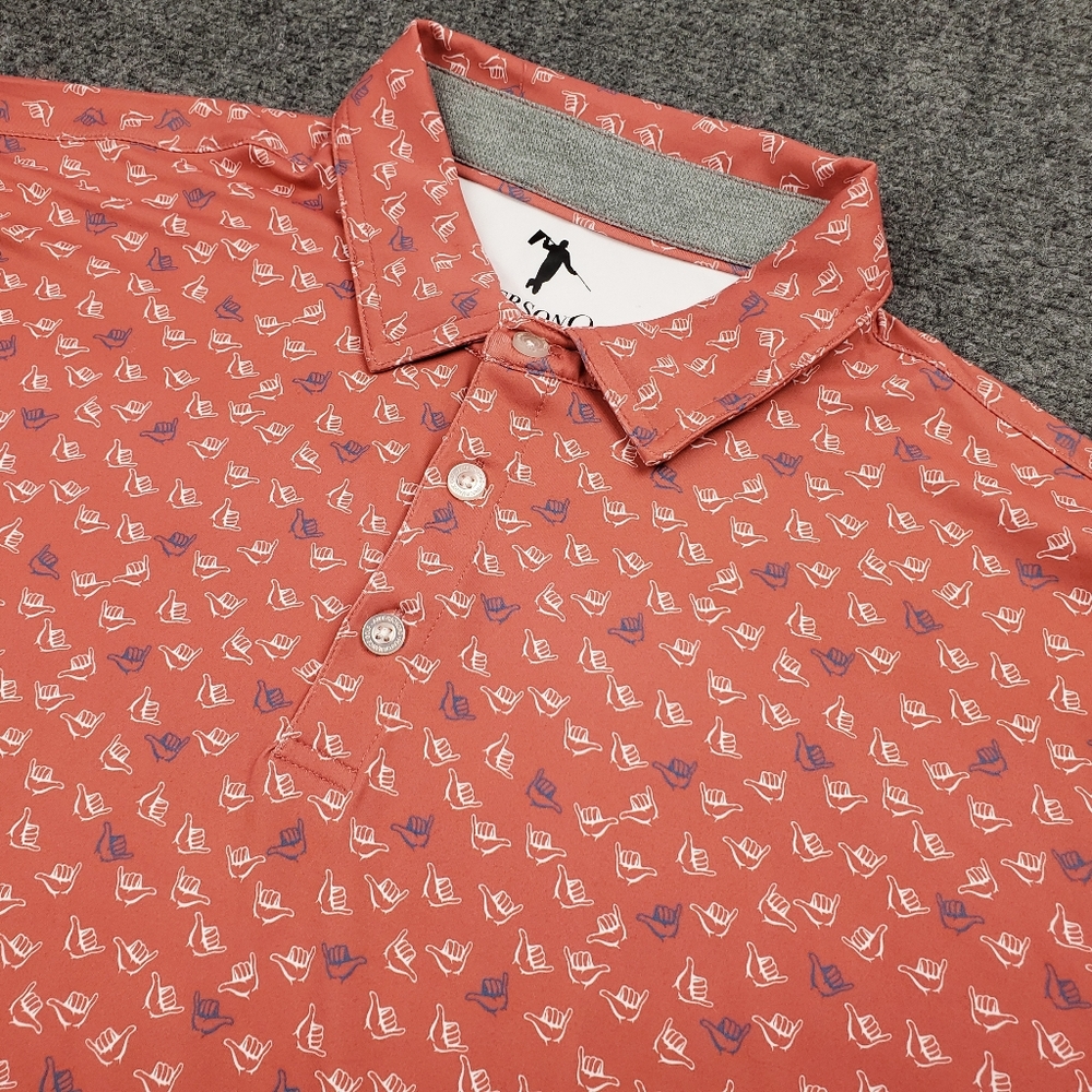 Anderson Ord Golf Polo Shirt Mens XL Geometric Hand Print Performance Stretch